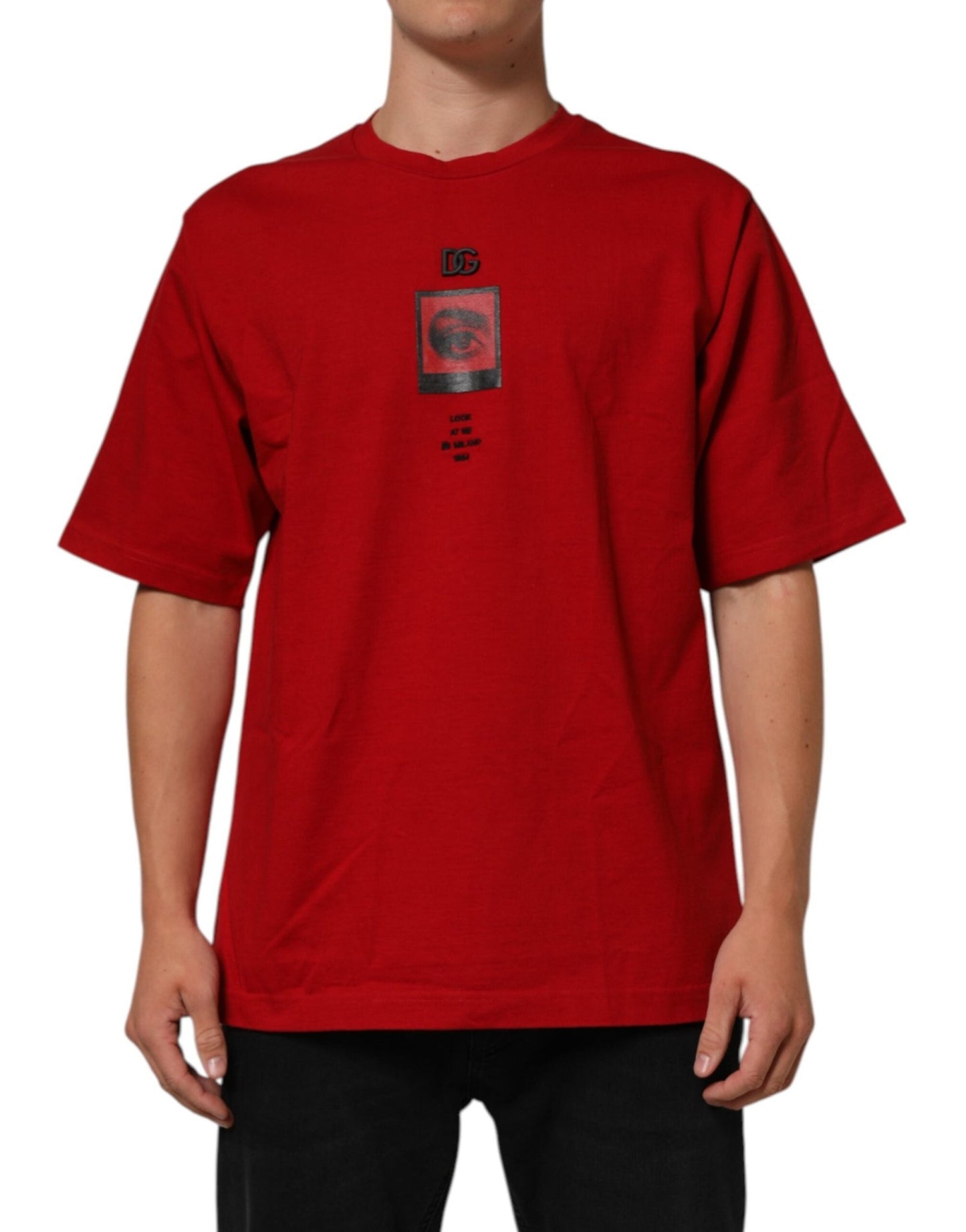 Dolce & Gabbana Red Logo Eye Print Cotton Short Sleeve T-shirt – M par Dolce & Gabbana | Disponible sur Sandy Store ByNet