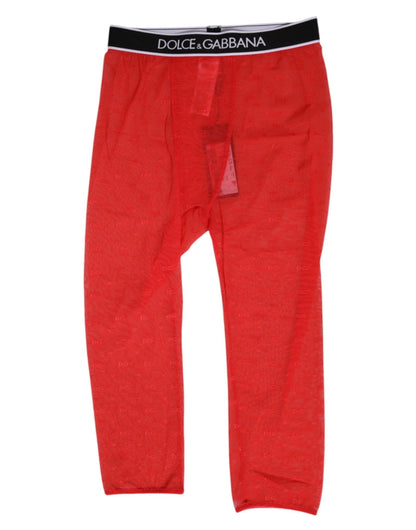 Dolce & Gabbana Red Logo Lace Tight Midi Trousers Underwear – IT2 | S par Dolce & Gabbana | Disponible sur Sandy Store ByNet