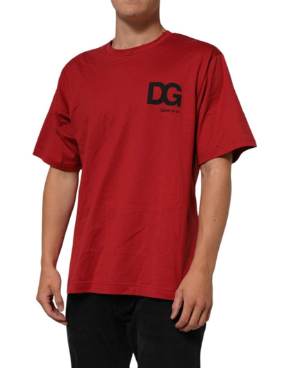 Dolce & Gabbana Red Logo Print Cotton Short Sleeve T-shirt – IT52 | XL par Dolce & Gabbana | Disponible sur Sandy Store ByNet