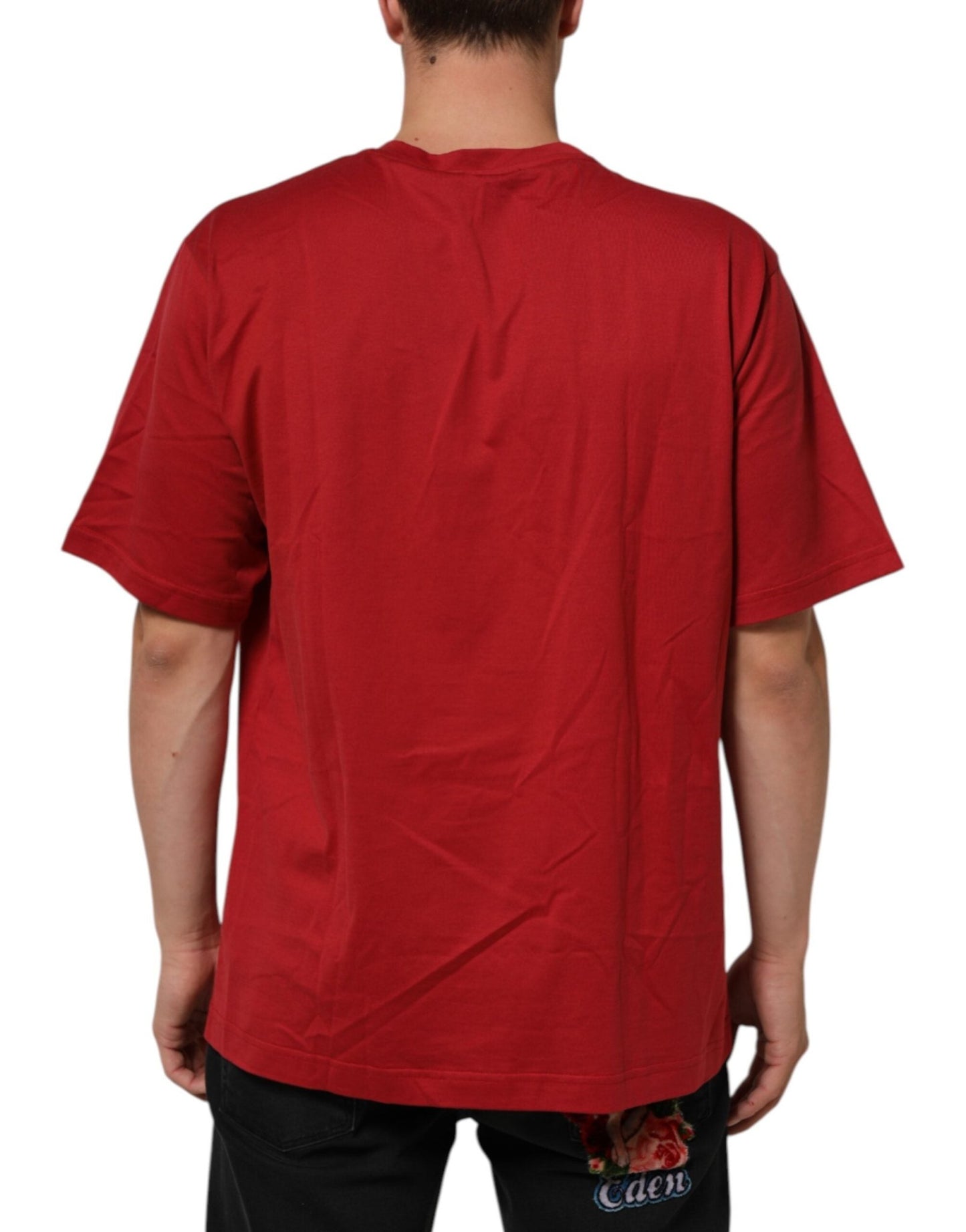 Dolce & Gabbana Red Logo Print Cotton Short Sleeve T-shirt – IT52 | XL par Dolce & Gabbana | Disponible sur Sandy Store ByNet