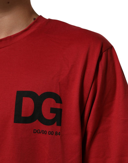 Dolce & Gabbana Red Logo Print Cotton Short Sleeve T-shirt – IT52 | XL par Dolce & Gabbana | Disponible sur Sandy Store ByNet
