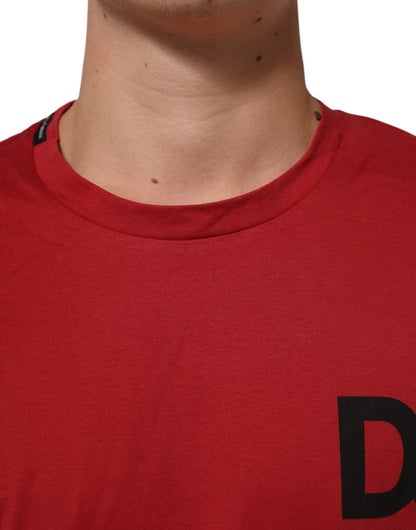 Dolce & Gabbana Red Logo Print Cotton Short Sleeve T-shirt – IT52 | XL par Dolce & Gabbana | Disponible sur Sandy Store ByNet