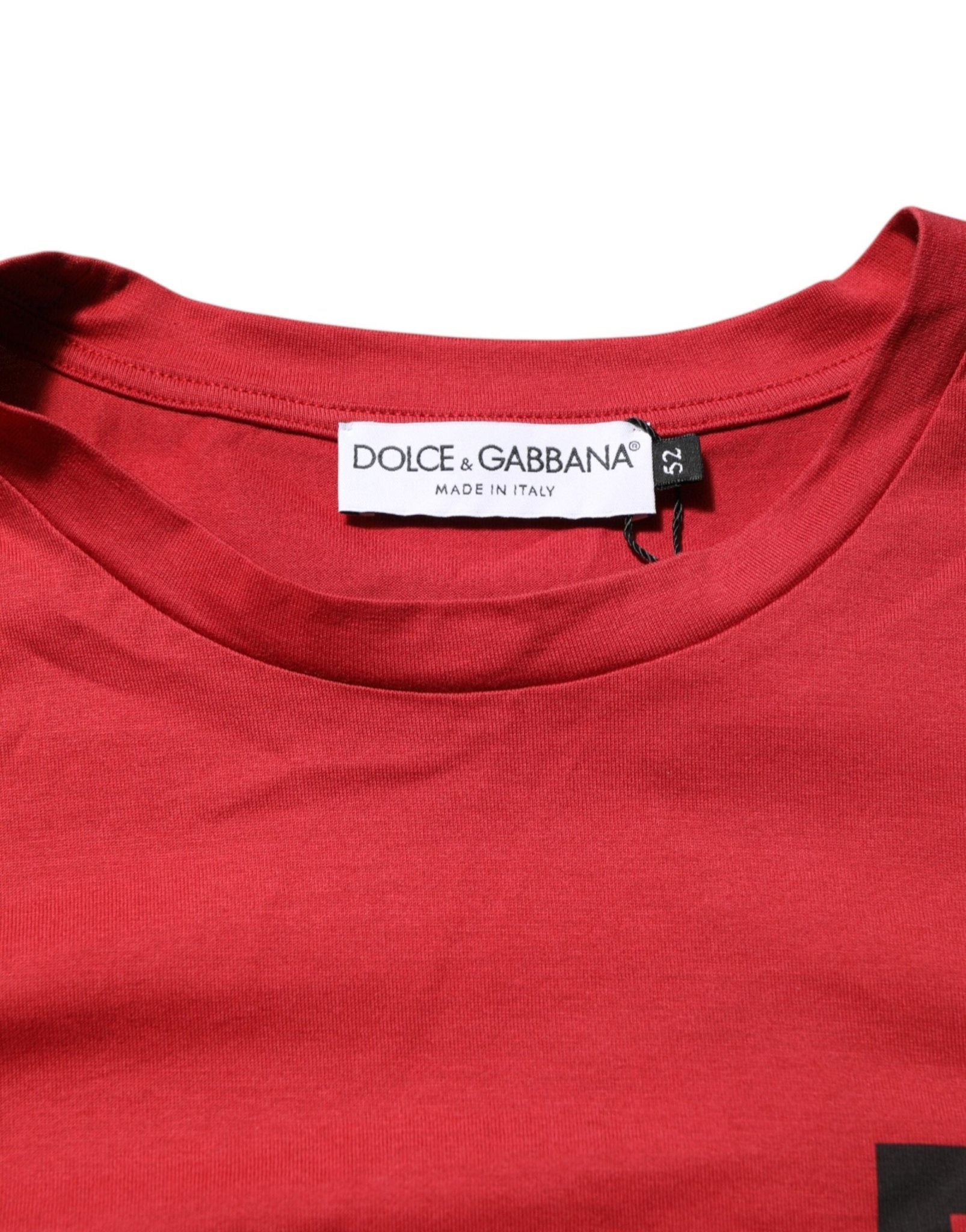 Dolce & Gabbana Red Logo Print Cotton Short Sleeve T-shirt – IT52 | XL par Dolce & Gabbana | Disponible sur Sandy Store ByNet