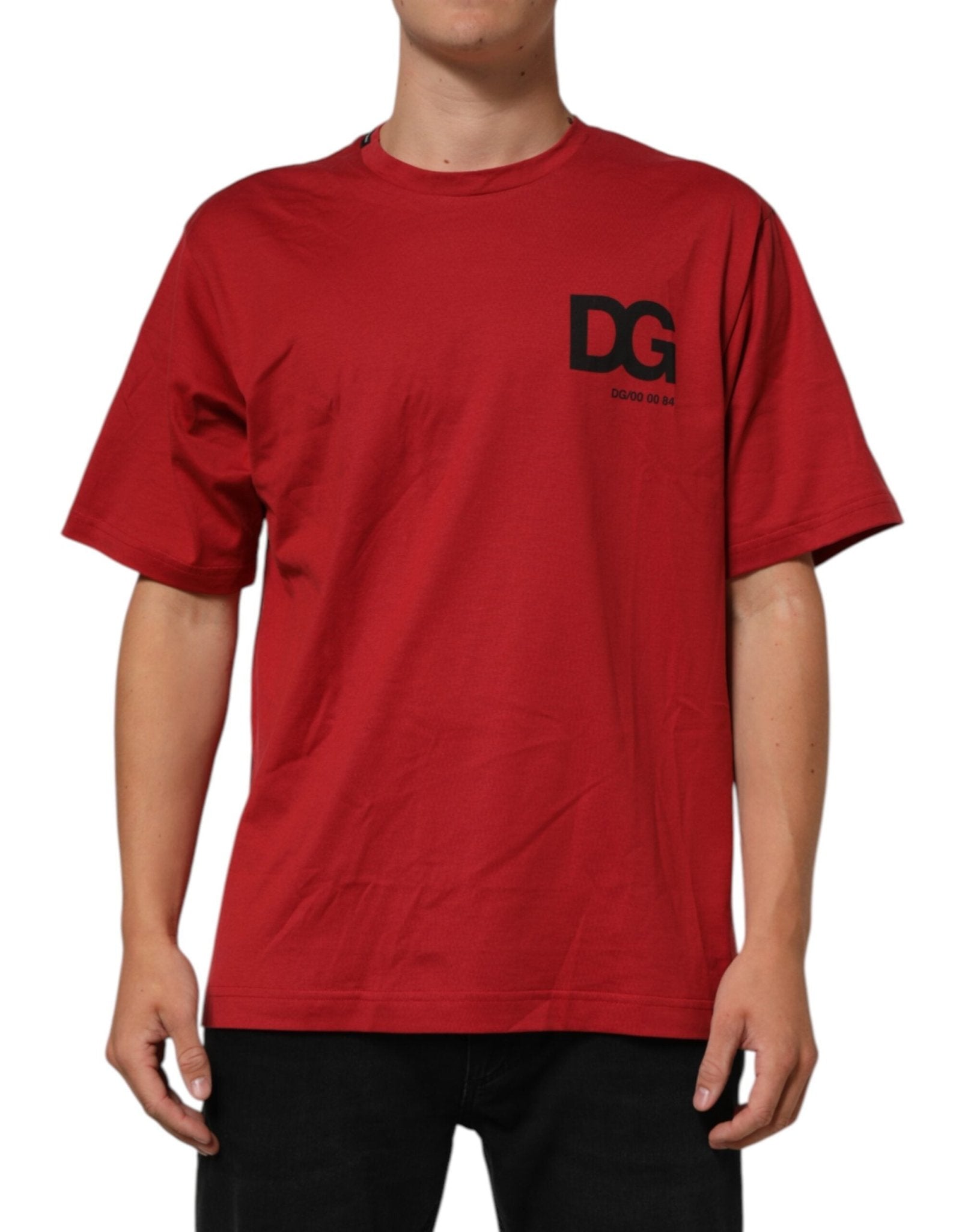 Dolce & Gabbana Red Logo Print Cotton Short Sleeve T-shirt – IT52 | XL par Dolce & Gabbana | Disponible sur Sandy Store ByNet