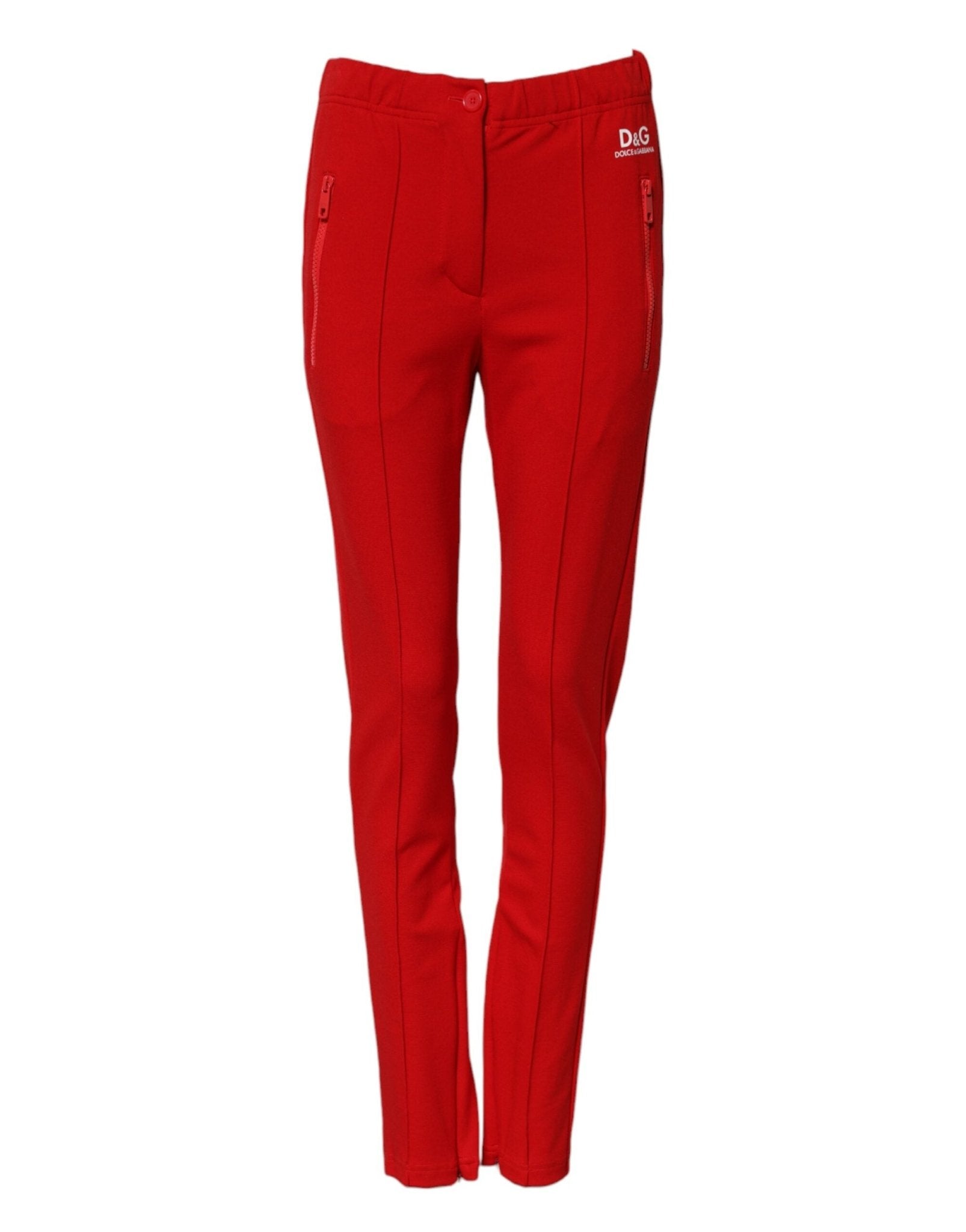 Dolce & Gabbana Red Mid Waist Slim Fit Pants – IT38 | XS par Dolce & Gabbana | Disponible sur Sandy Store ByNet