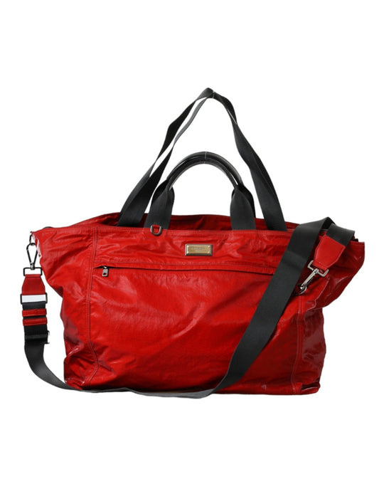 Dolce & Gabbana Red Nylon Calfskin Hand Shoulder Duffel Bag - Sandy Store ByNet