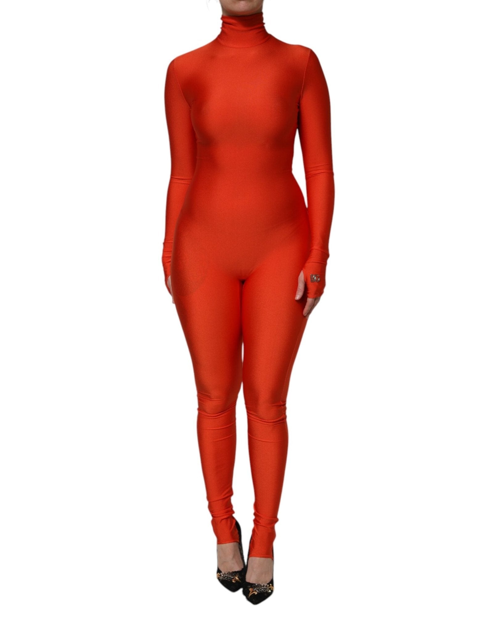 Dolce & Gabbana Red Nylon Turtleneck Bodycon Jumpsuit Dress – IT40|S par Dolce & Gabbana | Disponible sur Sandy Store ByNet