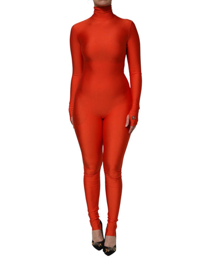 Dolce & Gabbana Red Nylon Turtleneck Bodycon Jumpsuit Dress – IT40|S par Dolce & Gabbana | Disponible sur Sandy Store ByNet