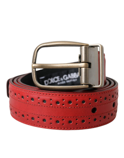 Dolce & Gabbana Red Perforated Leather Metal Buckle Belt Men – 85 cm / 34 Inches par Dolce & Gabbana | Disponible sur Sandy Store ByNet