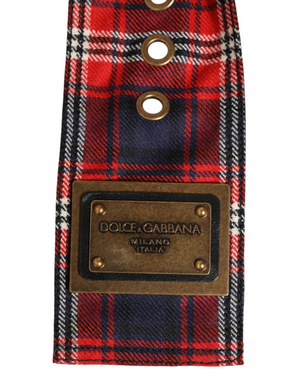 Dolce & Gabbana Red Plaid Fabric Logo Plate Brass Buckle Belt – 90 cm / 36 Inches par Dolce & Gabbana | Disponible sur Sandy Store ByNet