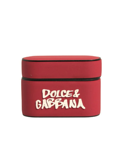 Dolce & Gabbana Red PVC Embossed Logo Plaque Holder Airpods Case – par Dolce & Gabbana | Disponible sur Sandy Store ByNet