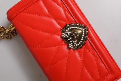 Dolce & Gabbana Red Quilted Devotion Crossbody Chain Phone Cover Bag - Sandy Store ByNet