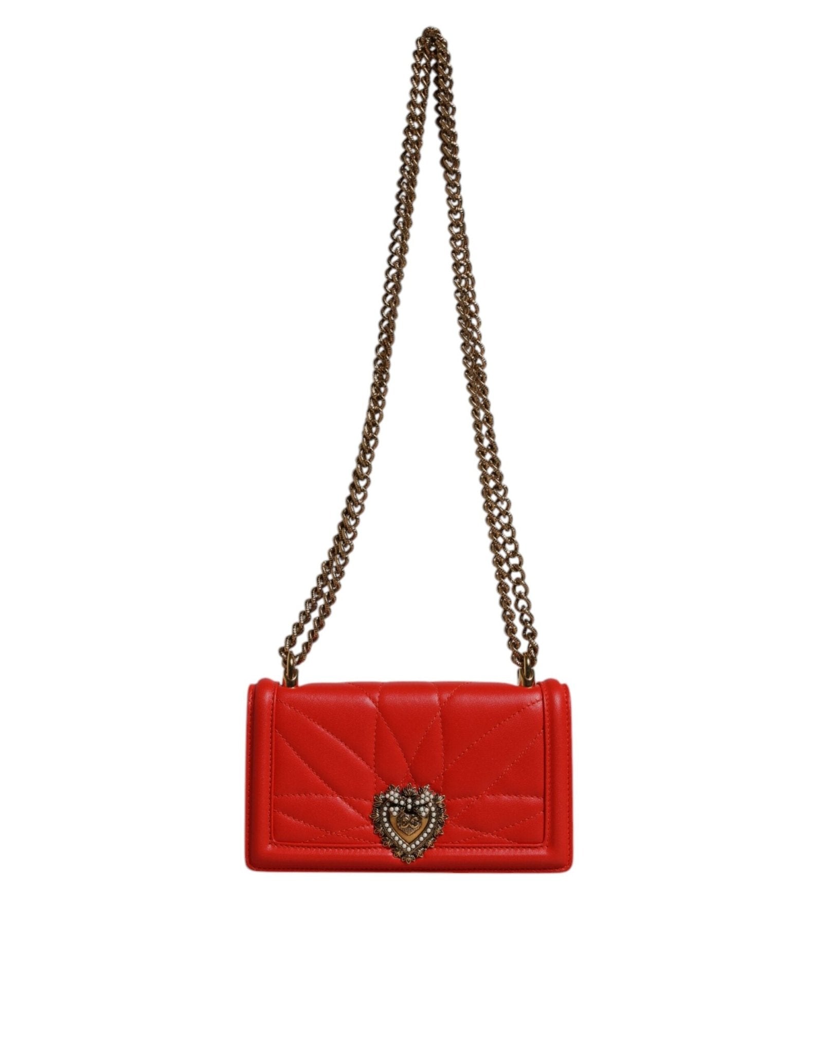Dolce & Gabbana Red Quilted Devotion Crossbody Chain Phone Cover Bag - Sandy Store ByNet