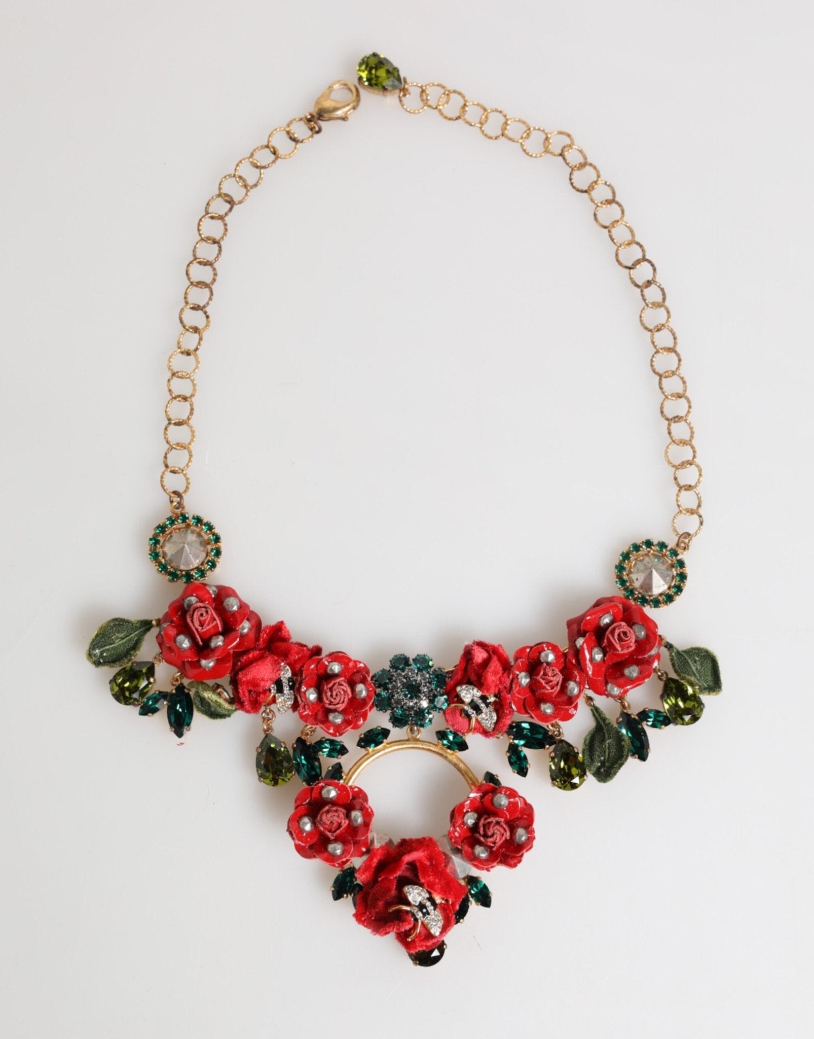 Dolce & Gabbana Red Rose Floral Crystal Embellished Statement Jewelry Necklace – par Dolce & Gabbana | Disponible sur Sandy Store ByNet