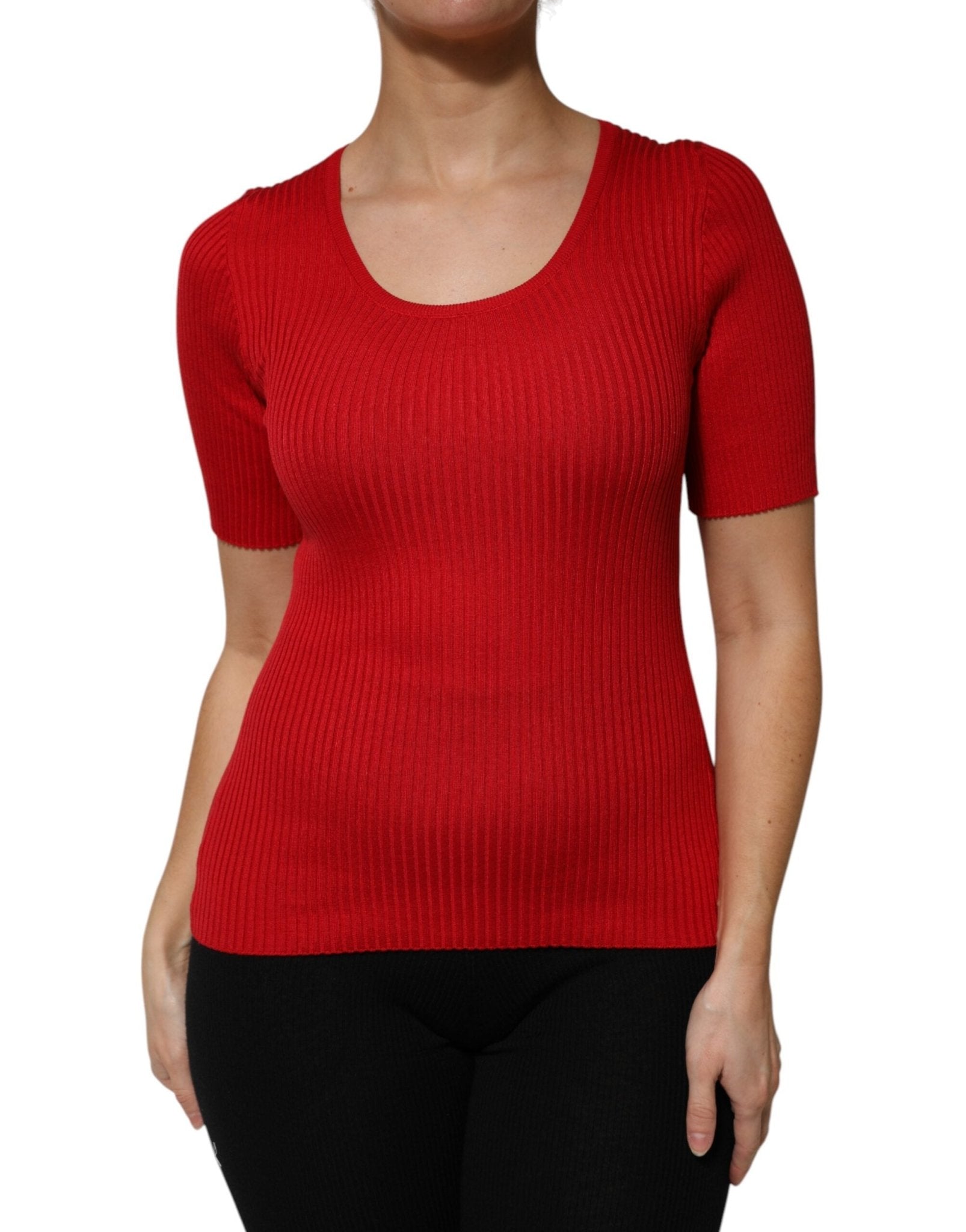 Dolce & Gabbana Red Round Neck Short Sleeves Pullover Top – IT42|M par Dolce & Gabbana | Disponible sur Sandy Store ByNet