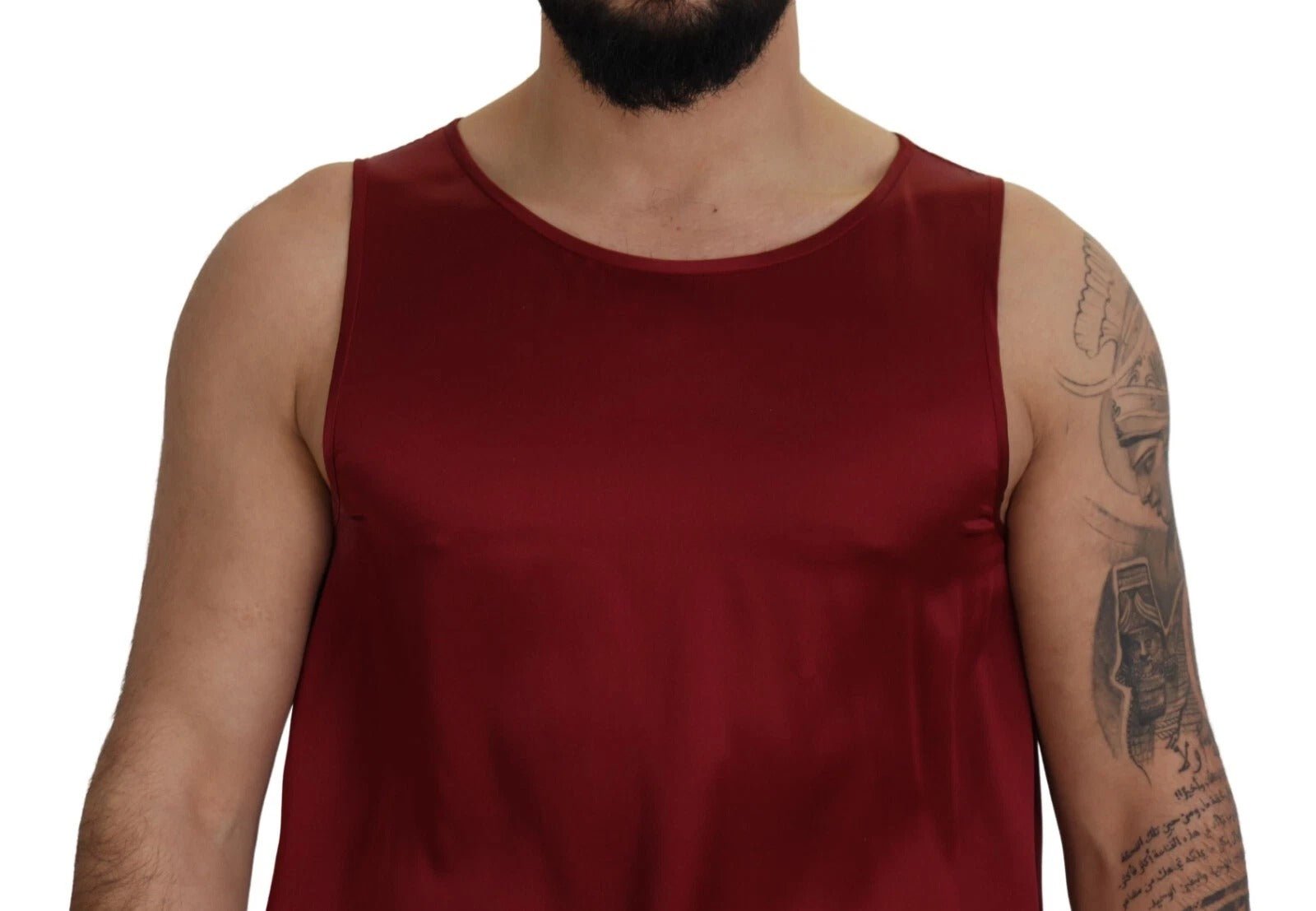 Dolce & Gabbana Red Round Neck Sleeveless Silk T-shirt – IT50 | L par Dolce & Gabbana | Disponible sur Sandy Store ByNet