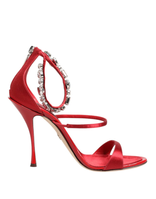 Dolce & Gabbana Red Satin Crystals Keira Sandals Heels Shoes – EU35.5/US5 par Dolce & Gabbana | Disponible sur Sandy Store ByNet
