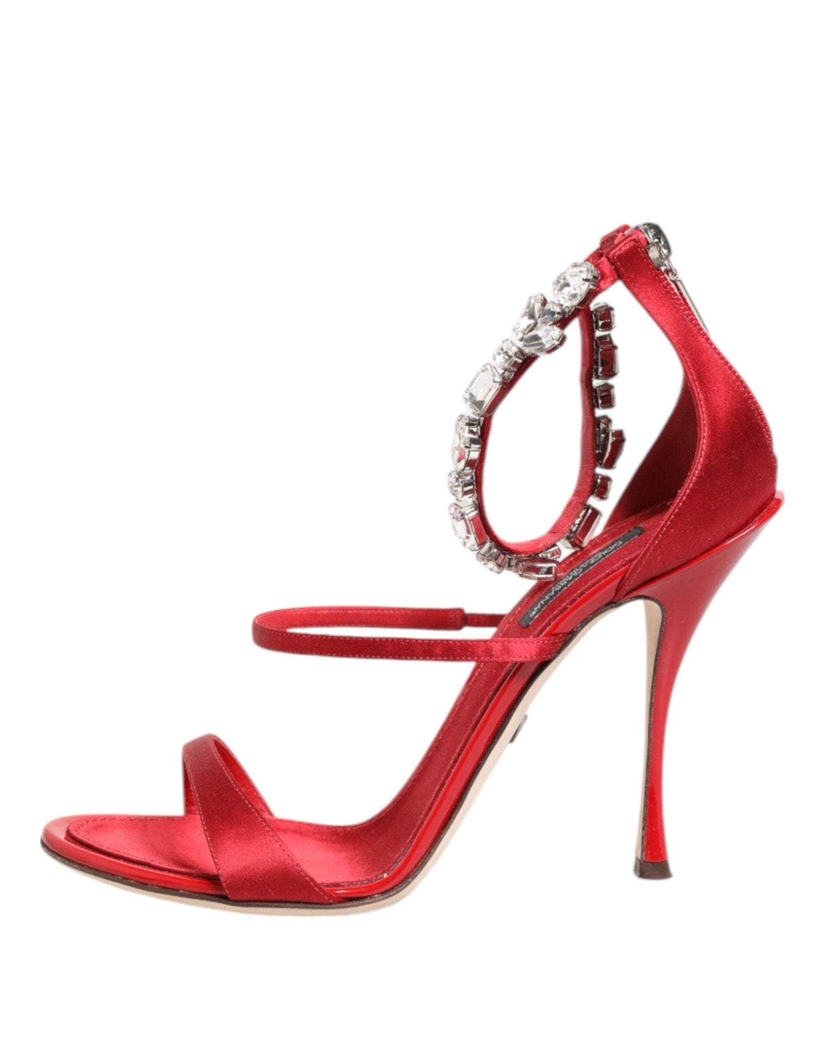 Dolce & Gabbana Red Satin Crystals Keira Sandals Heels Shoes – EU35.5/US5 par Dolce & Gabbana | Disponible sur Sandy Store ByNet