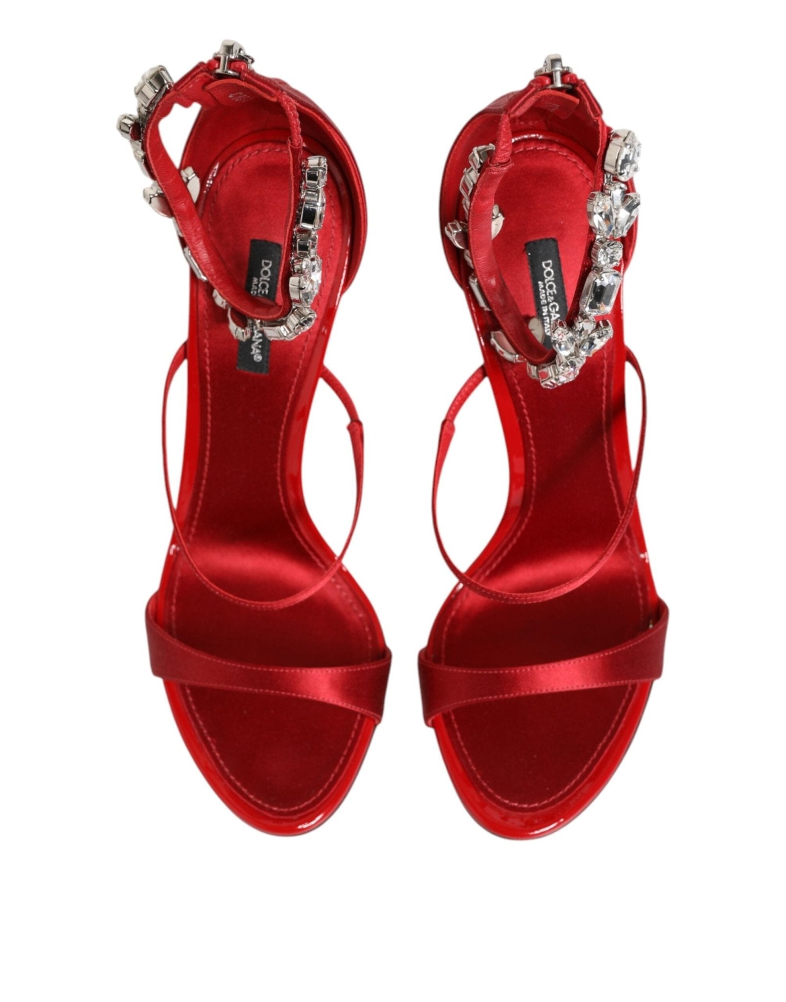 Dolce & Gabbana Red Satin Crystals Keira Sandals Heels Shoes – EU35.5/US5 par Dolce & Gabbana | Disponible sur Sandy Store ByNet