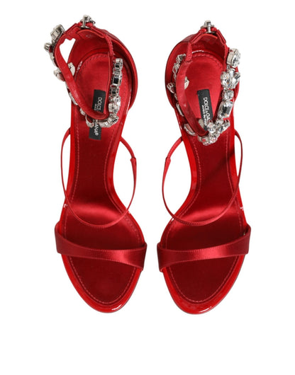 Dolce & Gabbana Red Satin Crystals Keira Sandals Heels Shoes – EU35.5/US5 par Dolce & Gabbana | Disponible sur Sandy Store ByNet