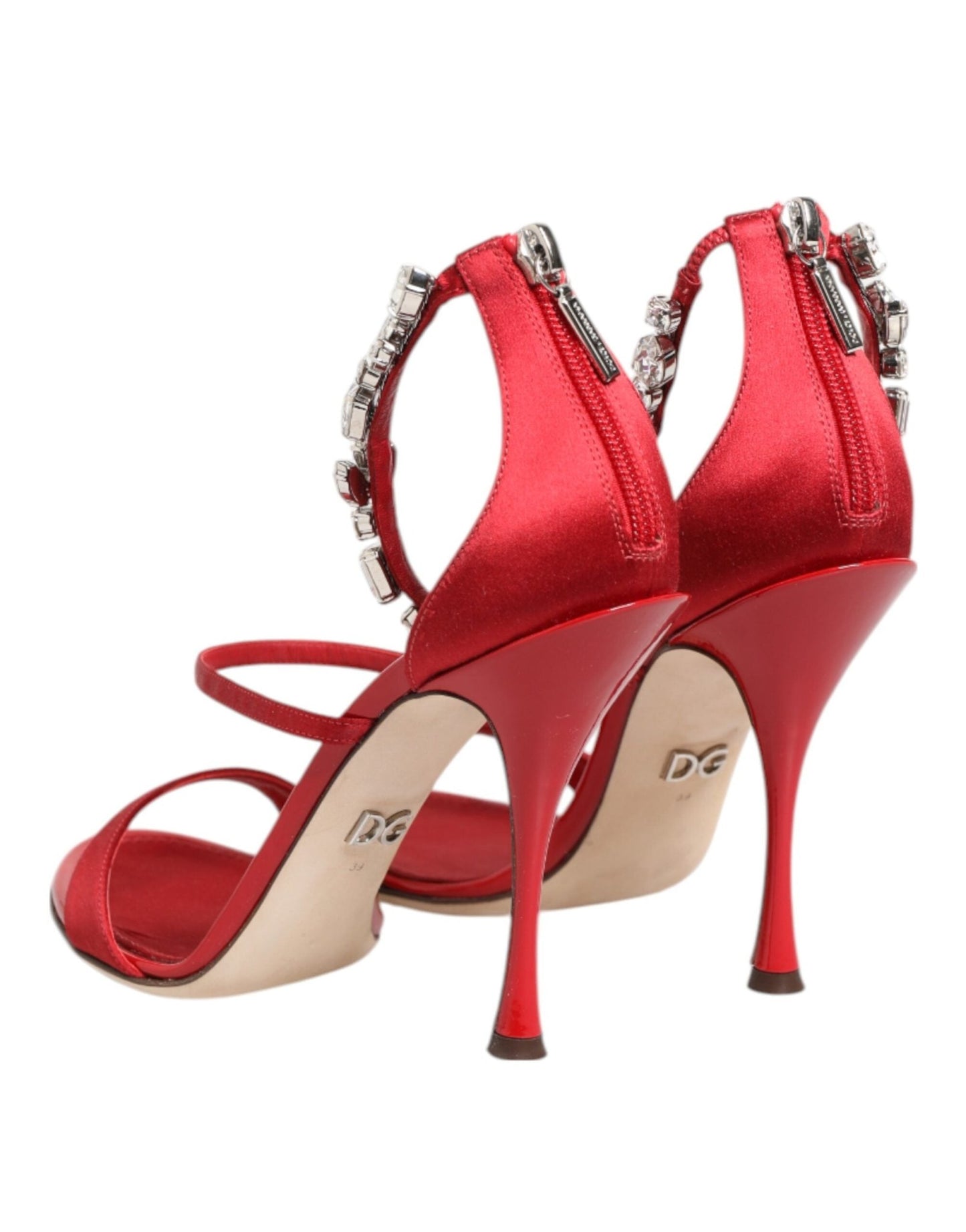 Dolce & Gabbana Red Satin Crystals Keira Sandals Heels Shoes – EU35.5/US5 par Dolce & Gabbana | Disponible sur Sandy Store ByNet