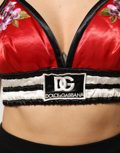 Dolce & Gabbana Red Satin Floral Embroidered Bralette Crop Top – IT40|S par Dolce & Gabbana | Disponible sur Sandy Store ByNet