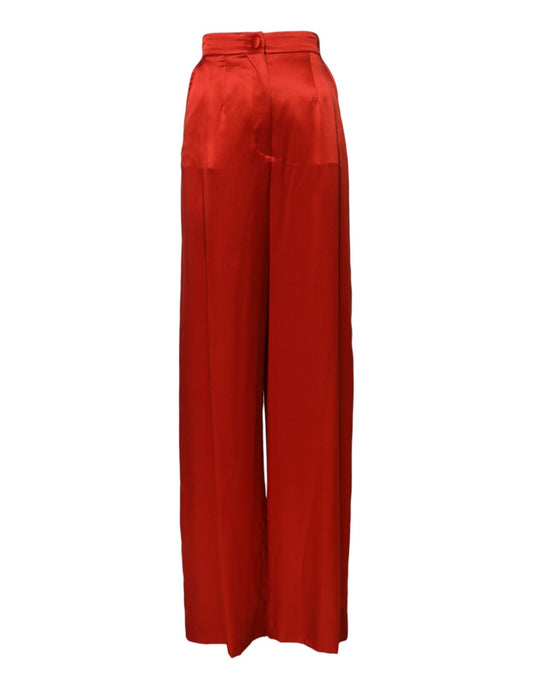 Dolce & Gabbana Red Satin High Waist Wide Leg Pants – IT38 | XS par Dolce & Gabbana | Disponible sur Sandy Store ByNet