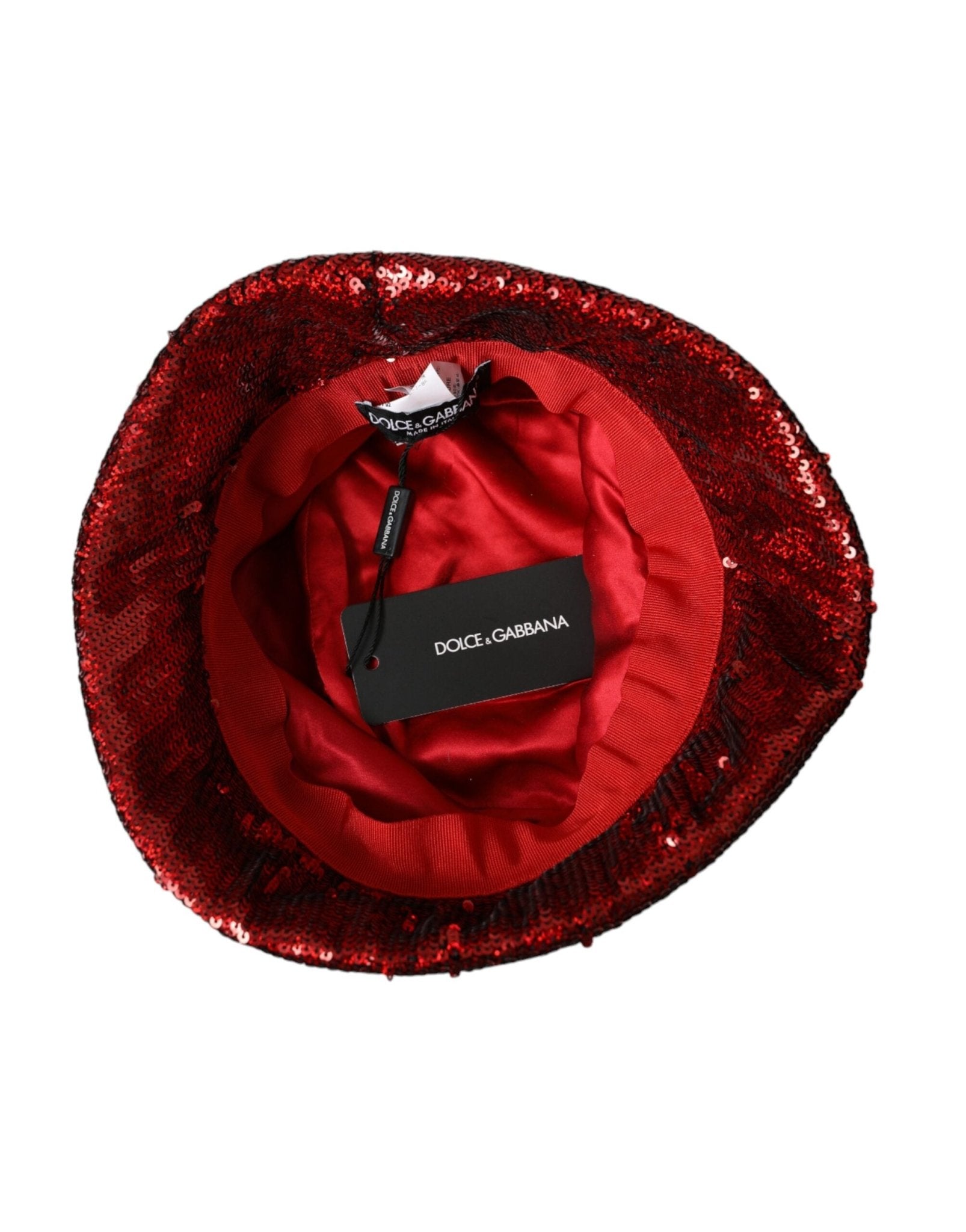 Dolce & Gabbana Red Sequined Nylon Bucket Hat Men - Sandy Store ByNet