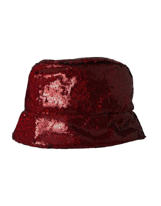 Dolce & Gabbana Red Sequined Nylon Bucket Hat Men - Sandy Store ByNet