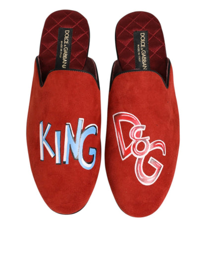 Dolce & Gabbana Red Suede DG King Men House Slippers Shoes – EU40.5/US7.5 par Dolce & Gabbana | Disponible sur Sandy Store ByNet