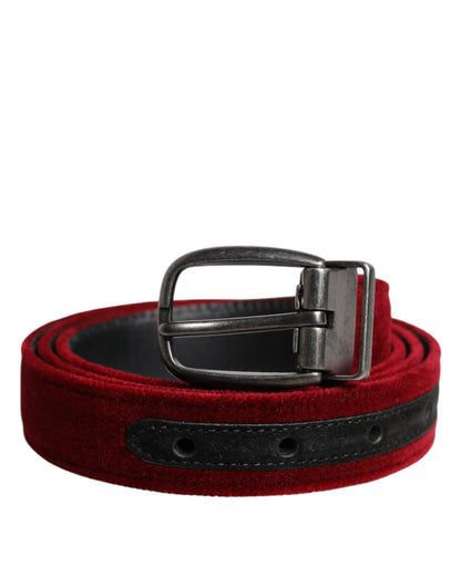 Dolce & Gabbana Red Velvet Black Metal Buckle Logo Belt – 90 cm / 36 Inches par Dolce & Gabbana | Disponible sur Sandy Store ByNet