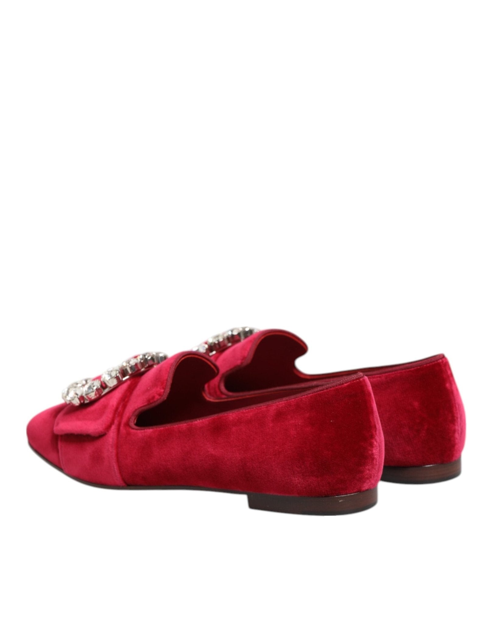 Dolce & Gabbana Red Velvet Crystal Buckle Loafers Flats Shoes – EU36.5/US6 par Dolce & Gabbana | Disponible sur Sandy Store ByNet