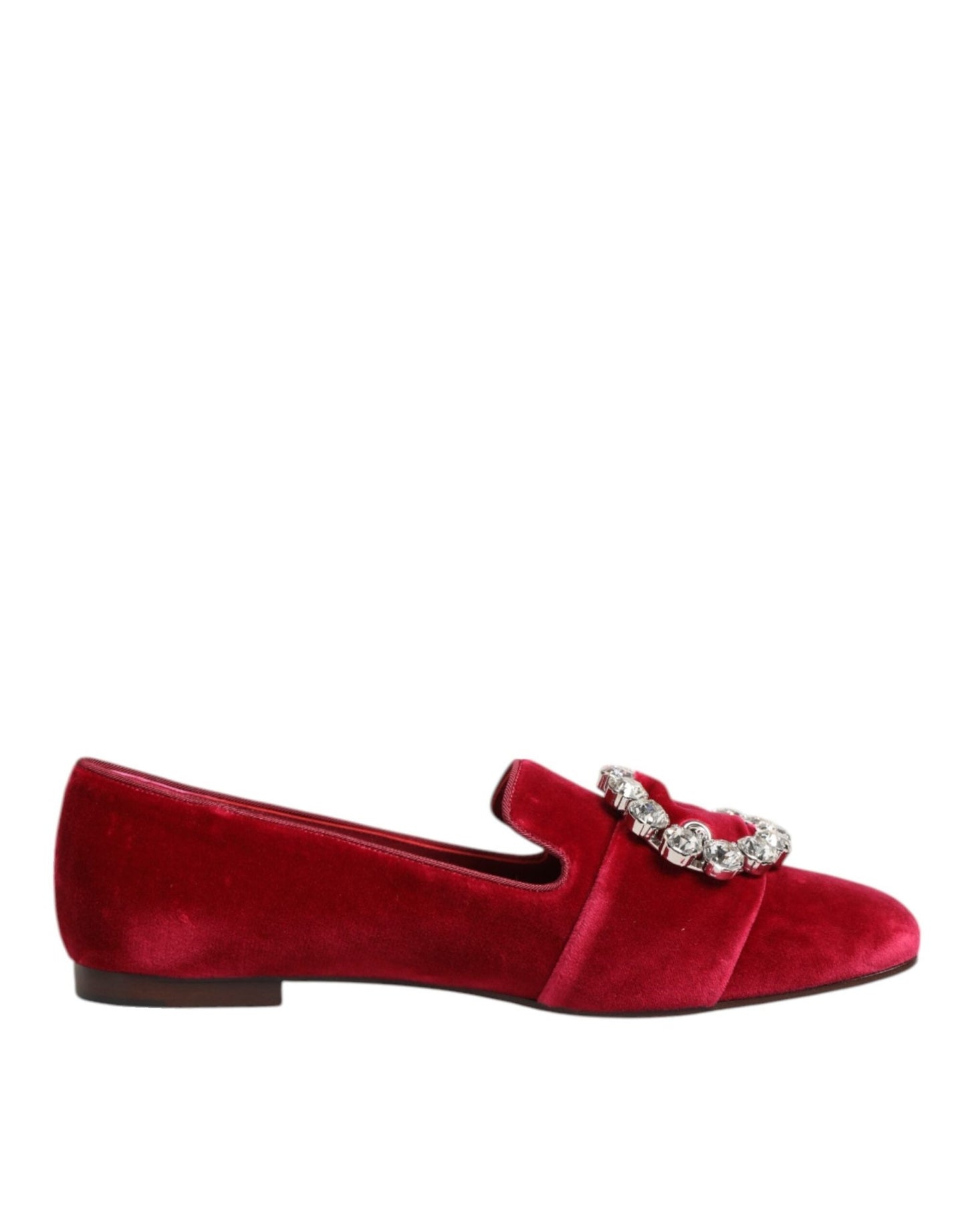 Dolce & Gabbana Red Velvet Crystal Buckle Loafers Flats Shoes – EU36.5/US6 par Dolce & Gabbana | Disponible sur Sandy Store ByNet