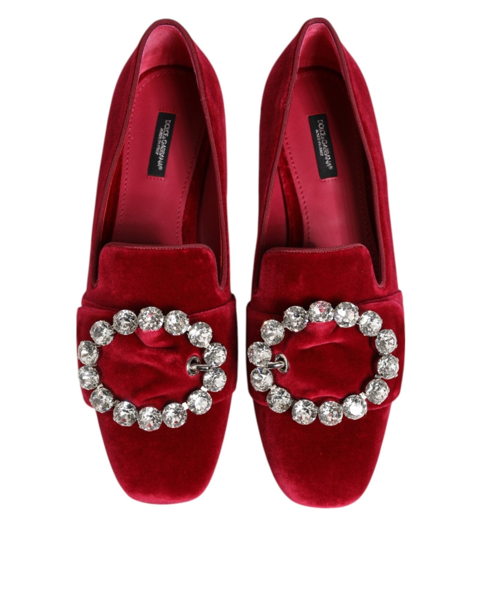 Dolce & Gabbana Red Velvet Crystal Buckle Loafers Flats Shoes – EU36.5/US6 par Dolce & Gabbana | Disponible sur Sandy Store ByNet