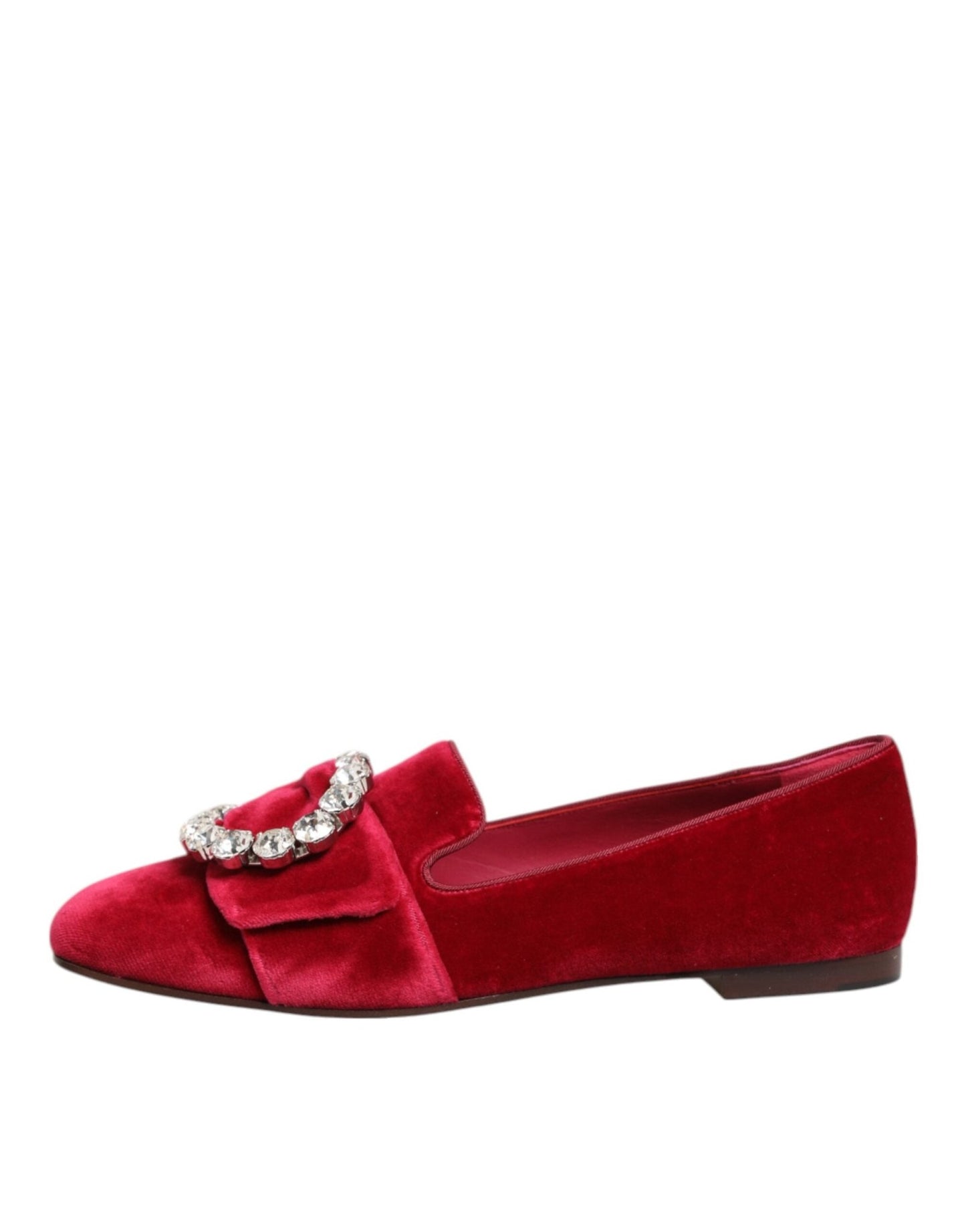 Dolce & Gabbana Red Velvet Crystal Buckle Loafers Flats Shoes – EU36.5/US6 par Dolce & Gabbana | Disponible sur Sandy Store ByNet