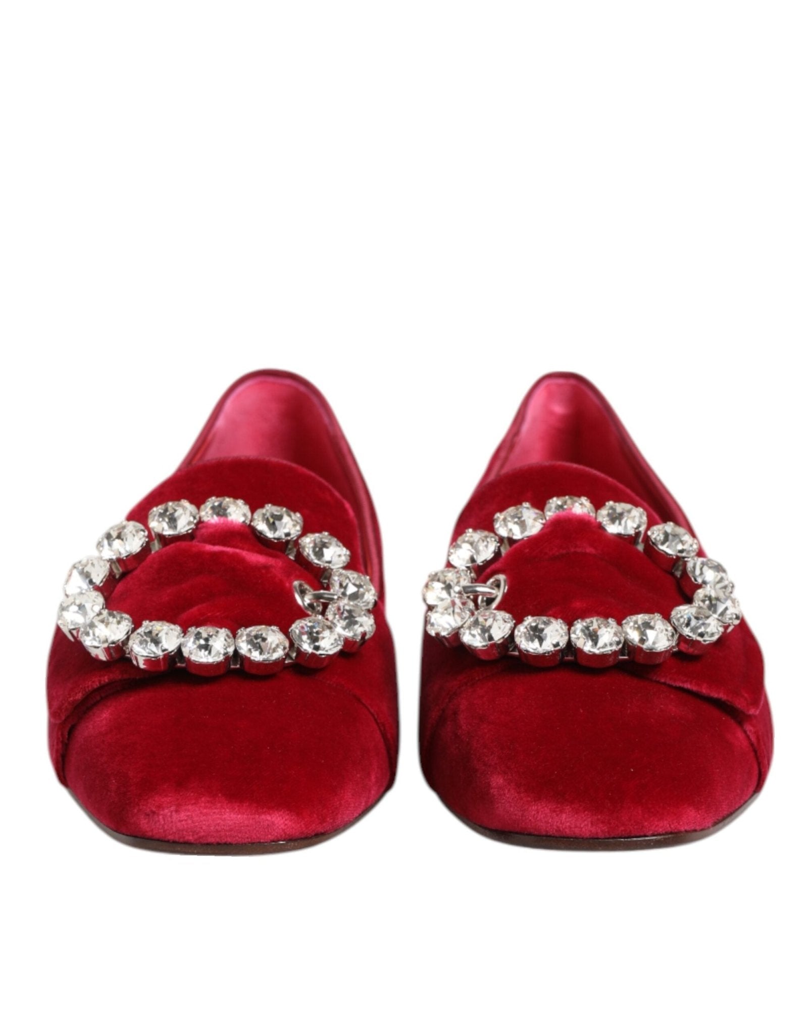 Dolce & Gabbana Red Velvet Crystal Buckle Loafers Flats Shoes – EU36.5/US6 par Dolce & Gabbana | Disponible sur Sandy Store ByNet