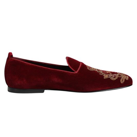 Dolce & Gabbana Red Velvet Gold Crown Mens Loafers Shoes – EU42/US9 par Dolce & Gabbana | Disponible sur Sandy Store ByNet
