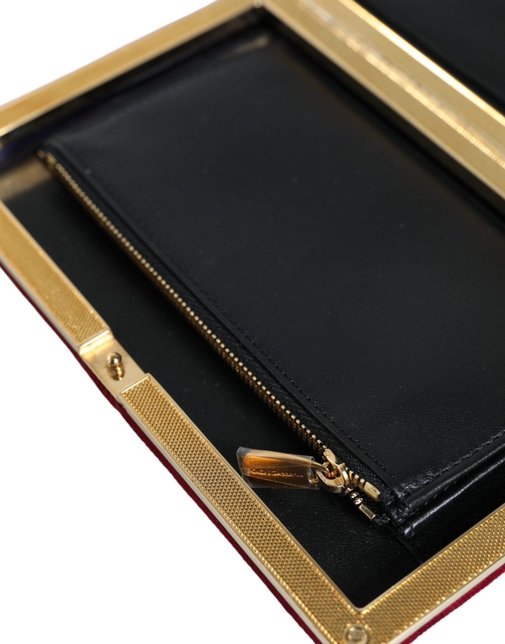 Dolce & Gabbana Red Velvet Gold Frame Clutch Evening Party Purse Bag - Sandy Store ByNet