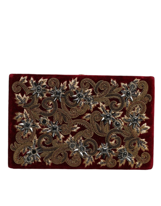 Dolce & Gabbana Red Velvet Gold Frame Clutch Evening Party Purse Bag - Sandy Store ByNet