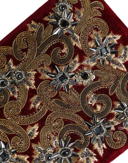 Dolce & Gabbana Red Velvet Gold Frame Clutch Evening Party Purse Bag - Sandy Store ByNet