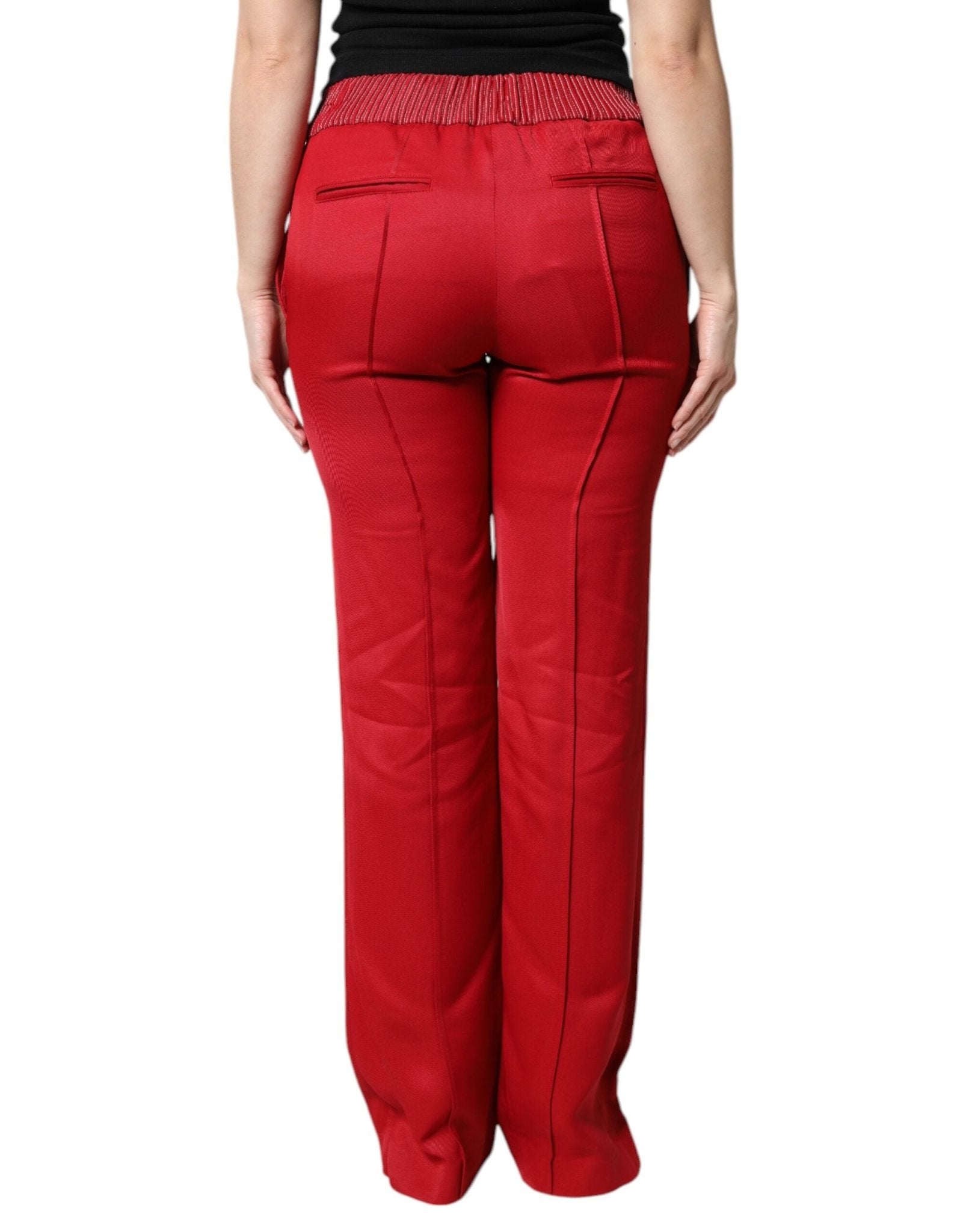 Dolce & Gabbana Red Viscose Straight Fit Pants - Sandy Store ByNet