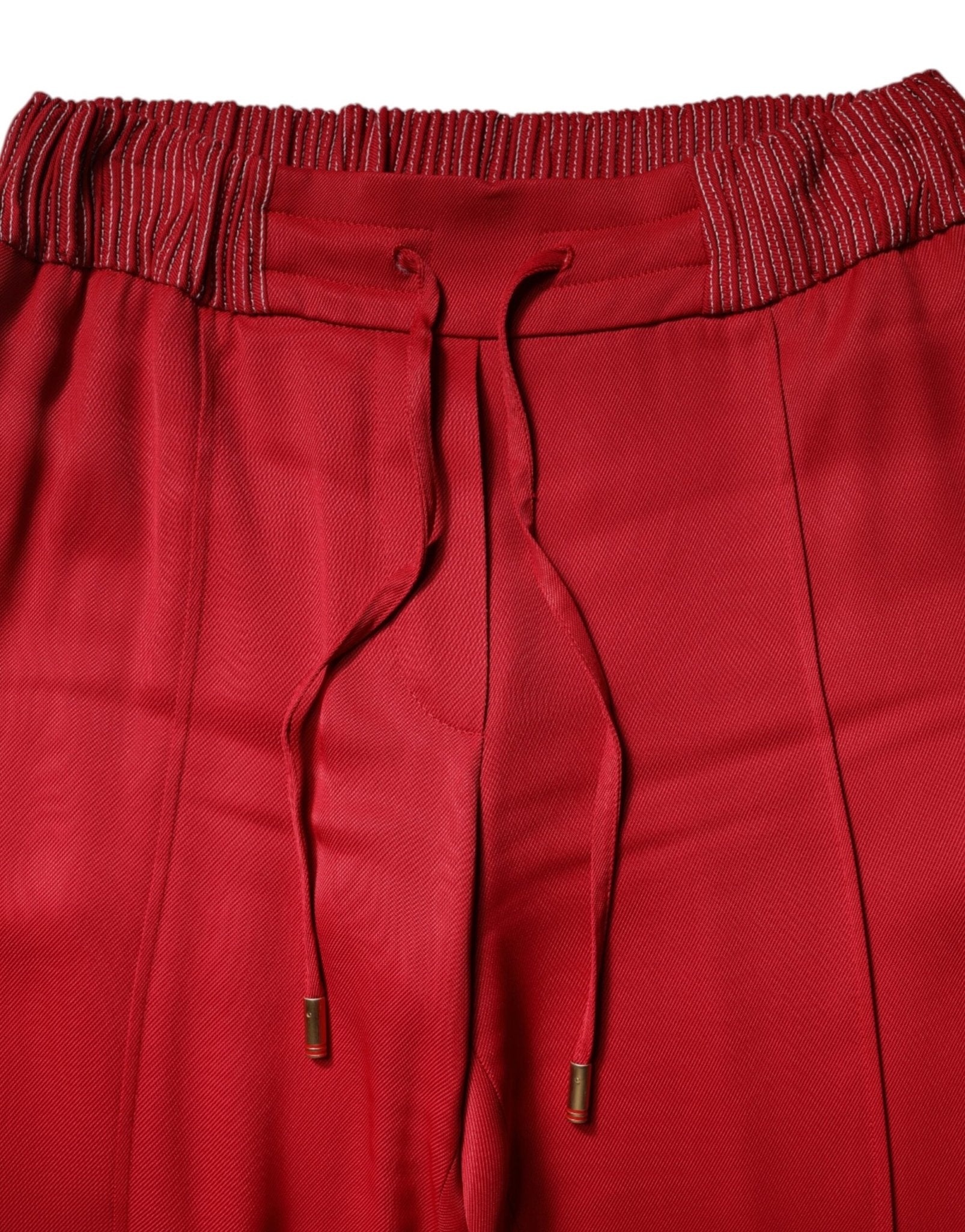 Dolce & Gabbana Red Viscose Straight Fit Pants - Sandy Store ByNet