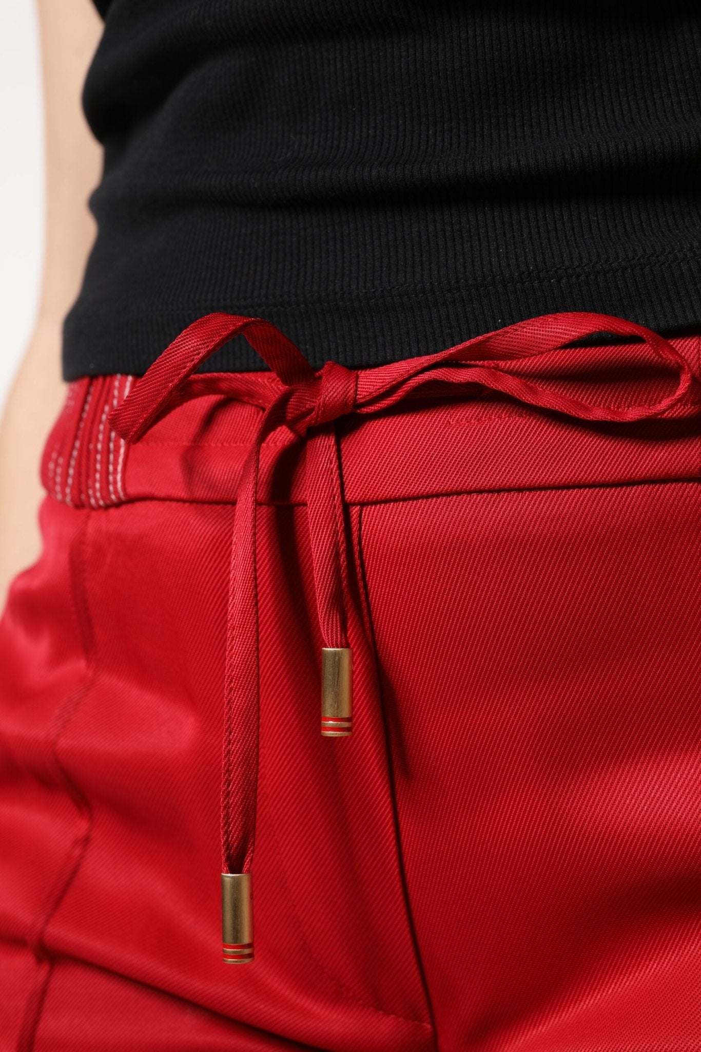 Dolce & Gabbana Red Viscose Straight Fit Pants - Sandy Store ByNet