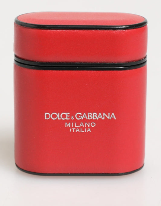 Dolce & Gabbana Red White Calfskin Leather Logo Flip Holder Airpods Case – par Dolce & Gabbana | Disponible sur Sandy Store ByNet