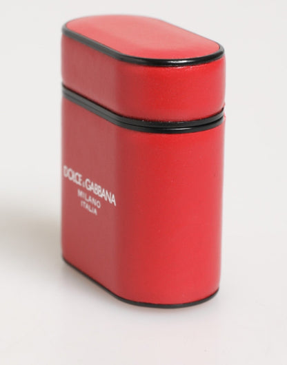 Dolce & Gabbana Red White Calfskin Leather Logo Flip Holder Airpods Case – par Dolce & Gabbana | Disponible sur Sandy Store ByNet
