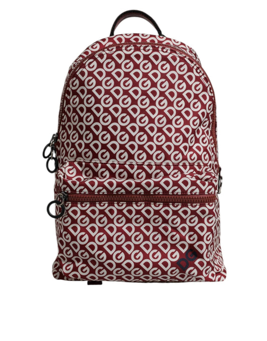 Dolce & Gabbana Red White DG Logo Print Nylon Travel Backpack Bag - Sandy Store ByNet