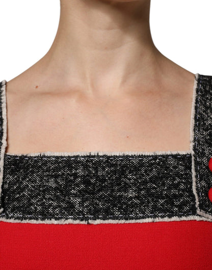 Dolce & Gabbana Red Wool Sleeveless A - line Flared Mini Dress - Sandy Store ByNet