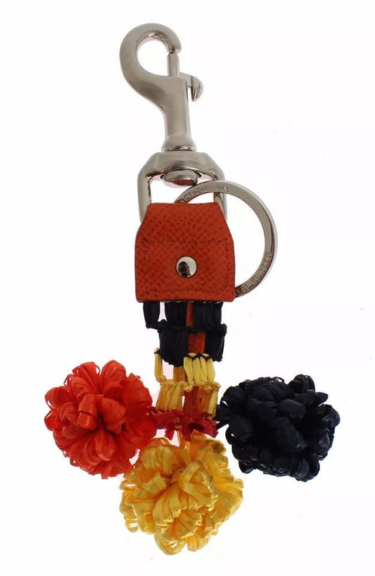 Dolce & Gabbana Red Yellow Raffia Leather Clasp Finder Keyring Keychain – par Dolce & Gabbana | Disponible sur Sandy Store ByNet