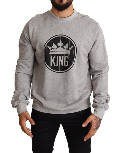 Dolce & Gabbana Regal Crown Cotton Sweater - Sophisticated Gray - Sandy Store ByNet