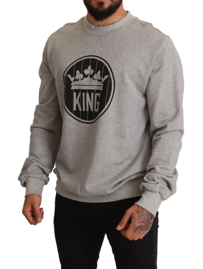 Dolce & Gabbana Regal Crown Cotton Sweater - Sophisticated Gray - Sandy Store ByNet